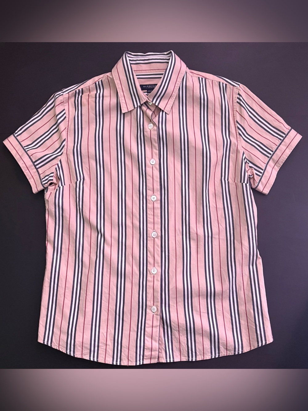 Boy’s Beige Striped Short-Sleeve Button-Up Shirt